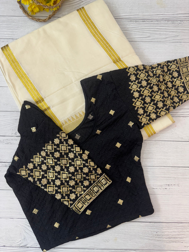 Stretchable Readymade blouse with sequence work- MSBL