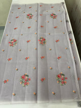 Lightweight NetKota saree with cross stitch embroidery MS143 - Lavender