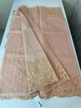 Soft kota silk saree with applique work MS85432 Peach