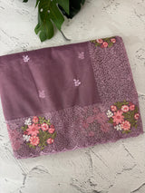 Glass tissue organza saree with embroidery MSF125 DustyOnion