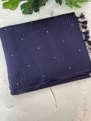 Crepe chiffon saree MSH216 DarkBlue