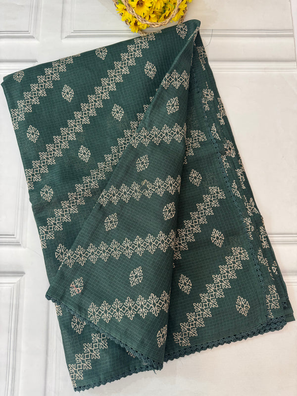 Soft kota silk saree with embriodery MS14808 DarkGreen
