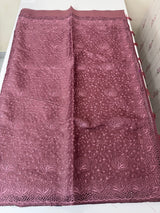 Cutwork satin mix Blended tussar saree with thread work MTS9078 - FadedWine