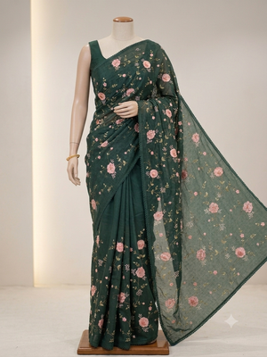 Kota saree with embroidery MS14954 - Green