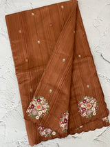 Blended tussar silk saree with embroidery- MS1072