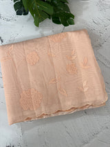 Mul chanderi- linen applique work saree  MSH174 PastelPeach