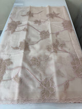 Organza saree with tissue applique work MK62 - Pastel Nude Pink