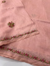 Kanta Handstitched Blended soft tussar silk saree MS90567- PeachyPink