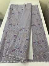 Moonga checks saree with prints and embroidery MSH154- DuskyLavender