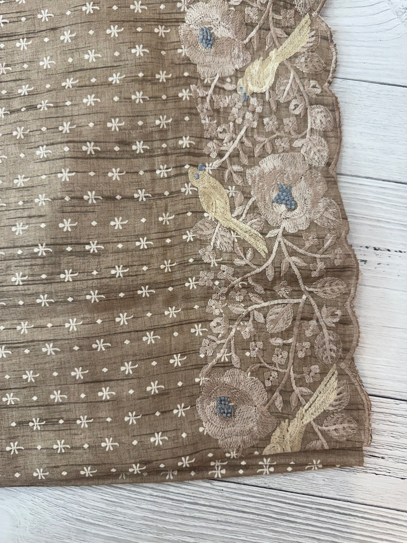 Cutwork blended tussar saree SNFNICY DuskyGreen