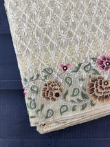 Phulkari NetKota Embroidery saree - OffWhite