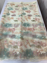 Organza saree with embroidery - MOS390 Offwhite