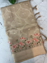 Tissue silk saree with embroidery MSH235