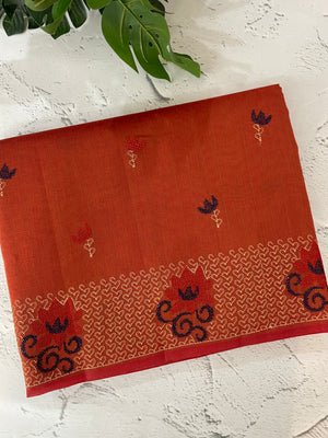 Netkota embriodery saree MS1456 Orange