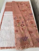 Crush Organza saree with embroidery work MBS699 PeachPink