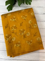Crushed Blended tussar silk saree with embroidery- MSB7654 MustardYellow