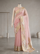 Soft Turkish Organza saree MSOS101 PastelPink