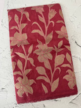 Semi organza saree with appliqué work - MSH906- DarkPink