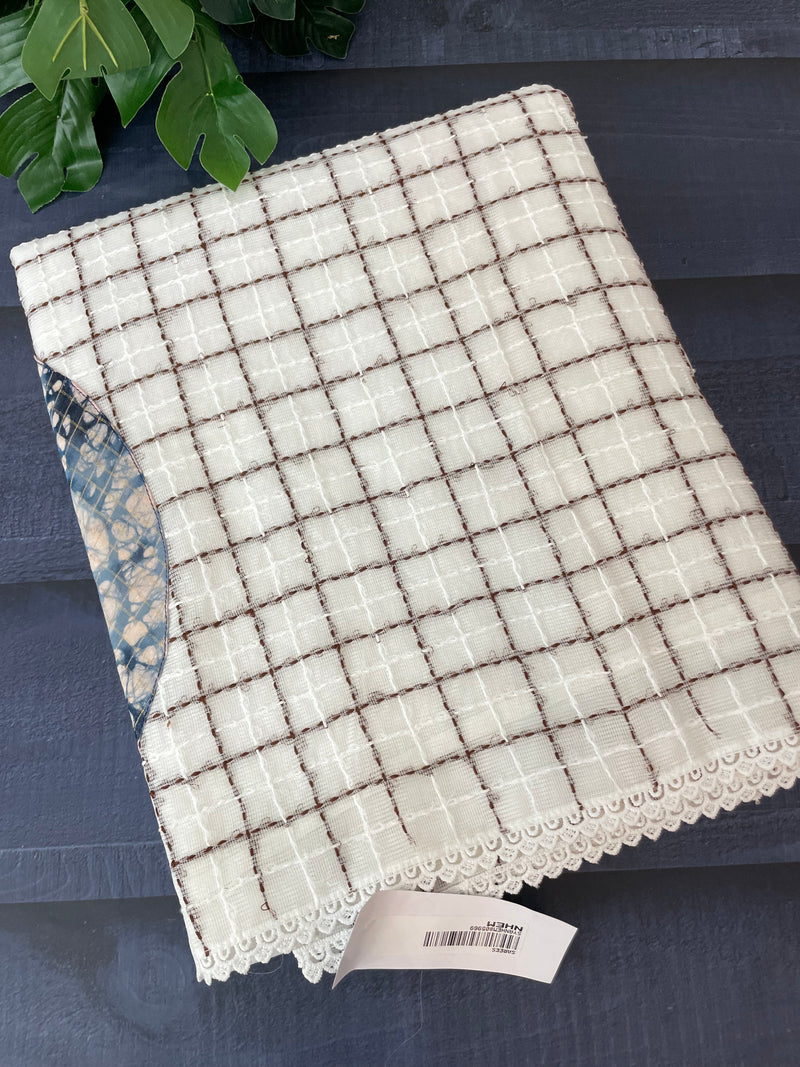 Plain Supernet saree with kanta work on pallu MCJ5123- White