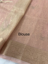 Tissue Silk embriodery saree MS49892 Pastel PeachPink