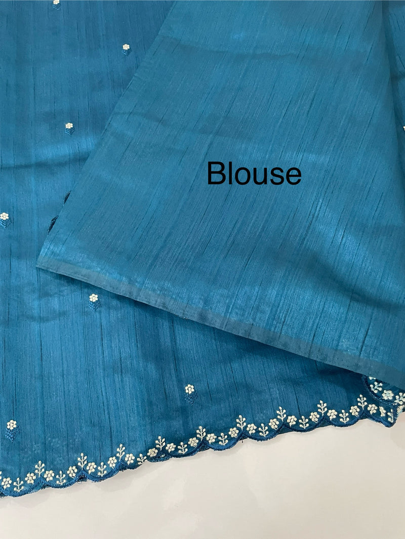 Cutwork Semi tussar saree MTSS674 DeepBlue