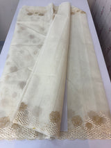 Viscose Organza saree with cutwork borders-MSH262 Ivory