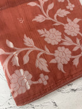 Blended Tussar silk saree with applique work- MSH200 Rust