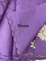 Malai chanderi saree with applique work MSM6201 Purple