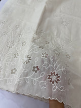 Mul chanderi applique work saree MSH183- OffWhite