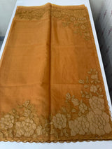 Soft organza saree with applique work - MCW543 DuskyMustard