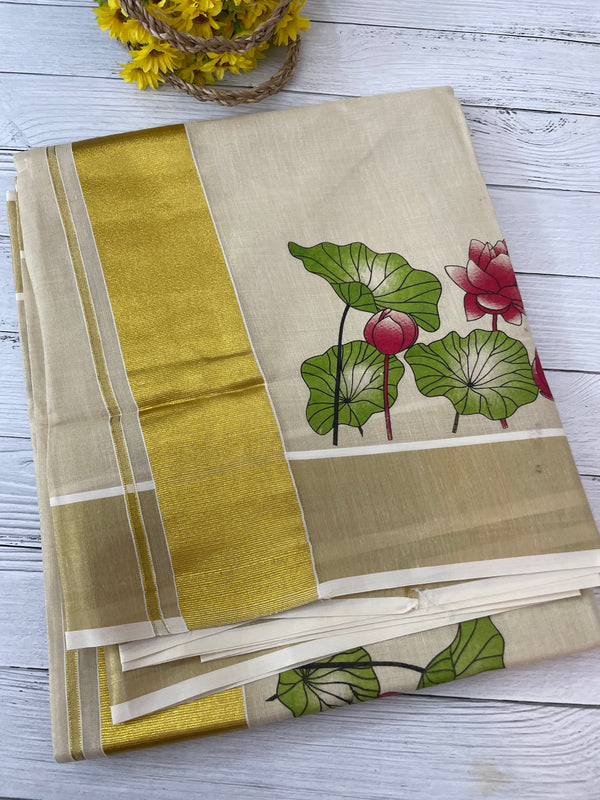 Kerala printed tissue saree