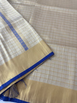 Tissue mix Soft silk saree with checks zari weaving MS8146