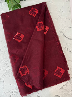 Organza saree with embroidery - MSH375(2) DeepMaroon