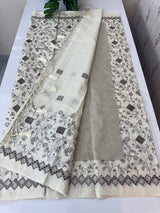 Jute tussar silk saree with cutwork & embroidery MS40414