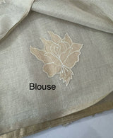 Tissue silk saree with applique work  MSH169 - Copper