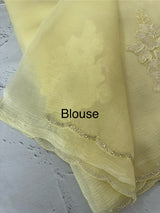 Crush Organza saree with applique work MBS676 LemonYellow