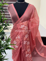 Soft kota checks saree with embroidery MSKC347 Peach