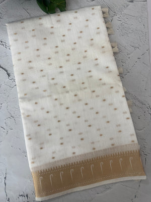 Semi linen saree with zari buttas - MOS124