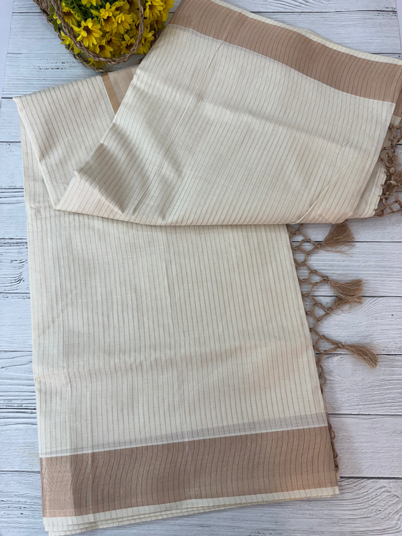 Kerala cotton saree - Rosegold
