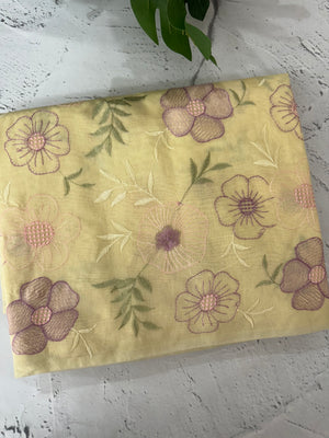 Mul chanderi saree with embroidery - MS14899 PastelYellow