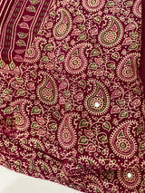 Semi modal silk saree with mirror work - MMB502 Wine