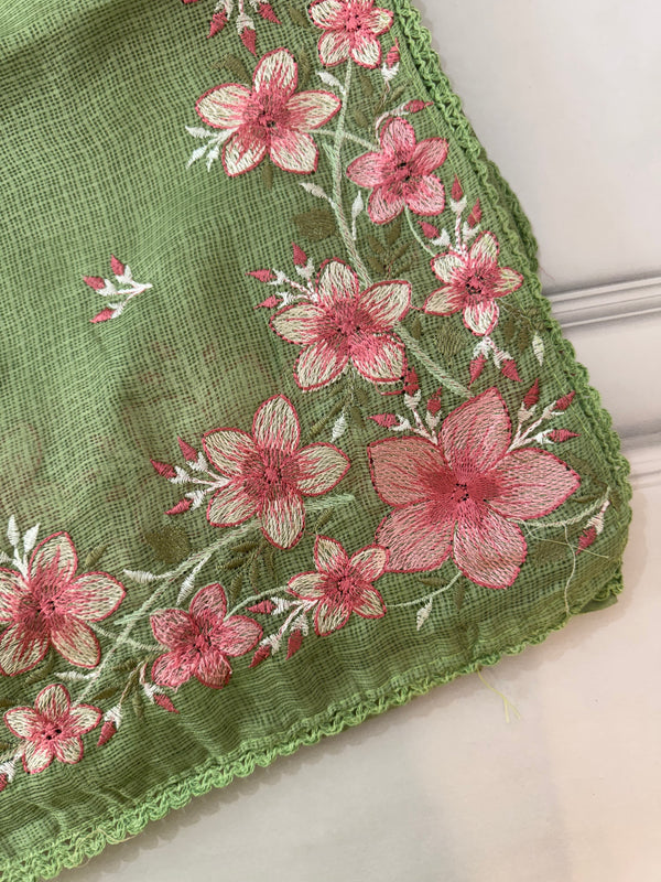 Soft kota checks saree with embroidery SVPSSR Green