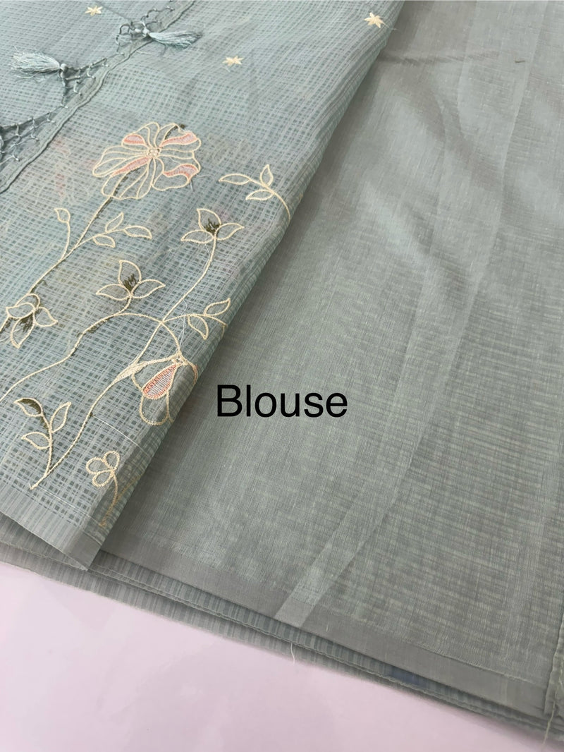 Applique and embroidery work 
 Kota Silk saree MSH118- PowderBlue