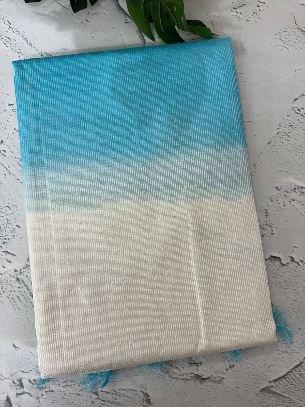 Semi tussar saree with thread work MTS1001 - OffWhite to Blue