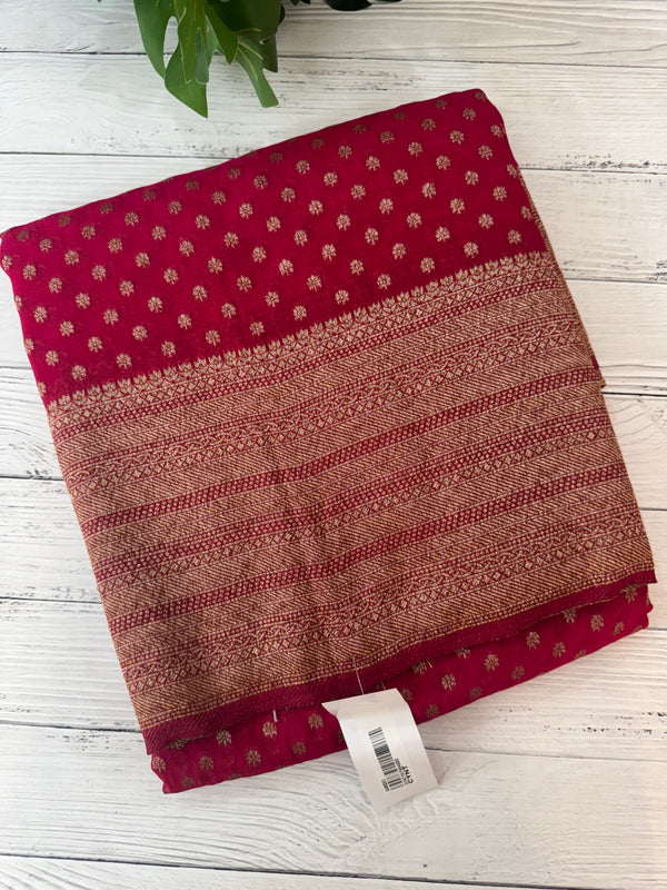 Semi banarasi Khaddi Georgette saree - MS1476 RaniPink