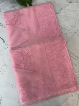 Viscose Organza saree with applique work-MSH101 Pink