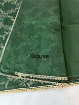 Blended tussar silk saree with embroidery- MSH158 BottleGreen