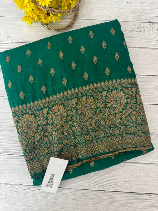 Semi banarasi Khaddi Georgette saree - MS1499 Green