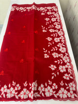 Kota Moonga checks Applique work saree  MSH141- Red