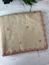 Chanderi Tissue silk saree with scalloped borders - MNM222 Peach
